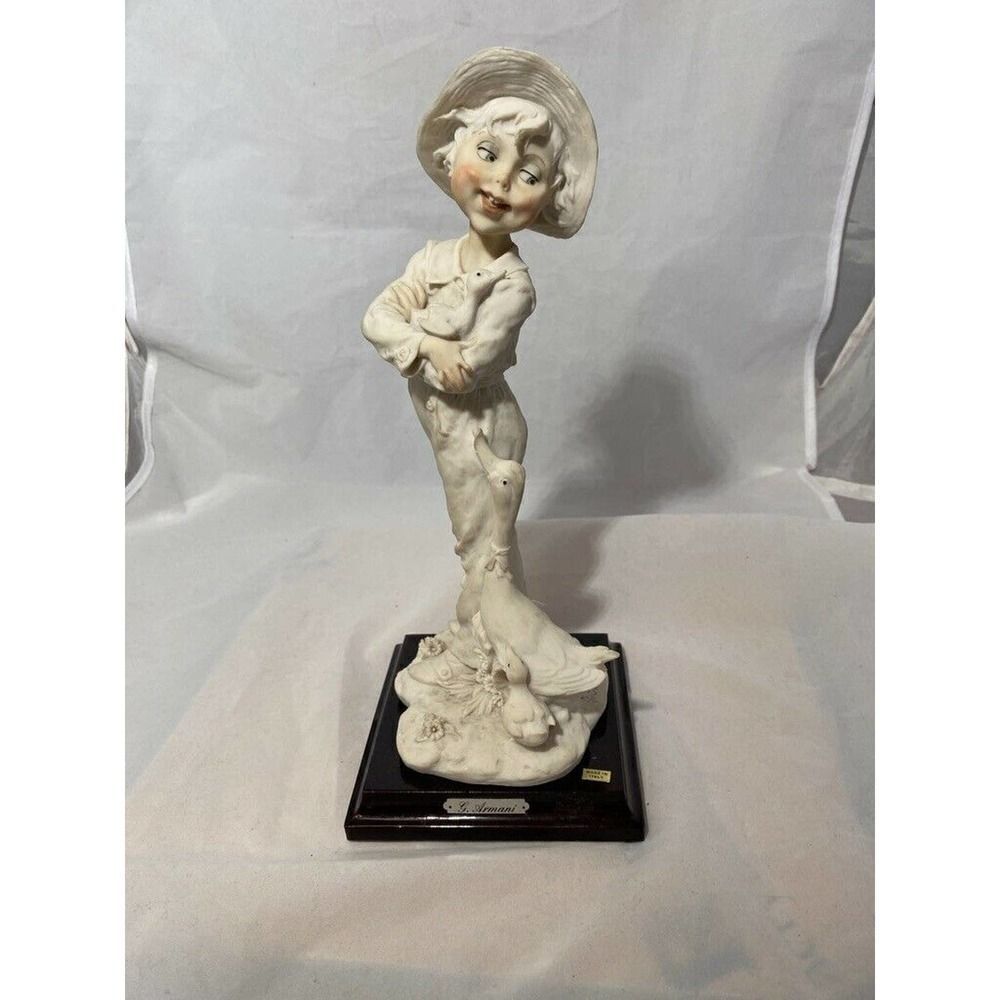 Giuseppe Armani Florence Figurine Boy Holding Duck Christmas Gift Made in Italy